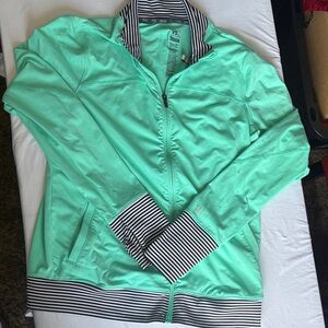 Victoria's Secret SPORT Mint Bomber dry fit Jacket with Stripes & zipper light